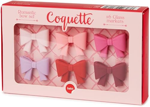 Balvi Marque-Verres Coquette 6 Marque-Verres en Forme de nœuds de différentes Couleurs Plastique PVC - Nail Gallerys