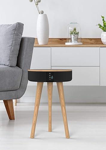 GTC TOYS Table d'appoint - Enceinte Bluetooth - Chargeur Induction - Couleur Bois et Noir - ST108 - Nail Gallerys