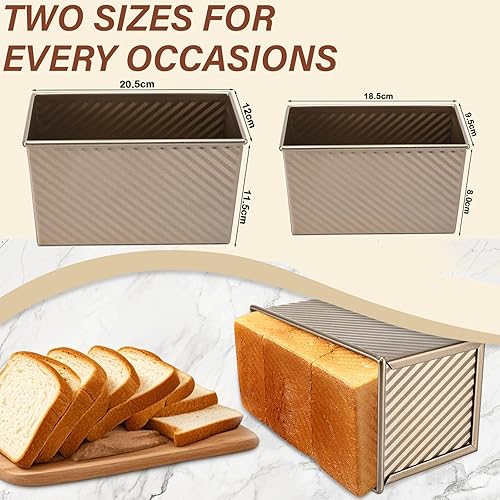 LUZIYUN Lot de 2 Moule à Pain antiadhésif en Acier Carbone avec Couvercle pour la Cuisson, idéal pour toasts, sandwichs et gâteaux Faits Maison - Nail Gallerys
