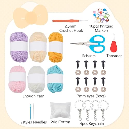 FREEBLOSS 4Set Kit Crochet Animaux Crochet Porte-clés Hibou Kit Crochet Kit Crochet Débutant Kits de Crochet pour Hibou Kit d'Animaux a Crocheter pour Adultes Kit de Crochet avec Instructions - Nail Gallerys