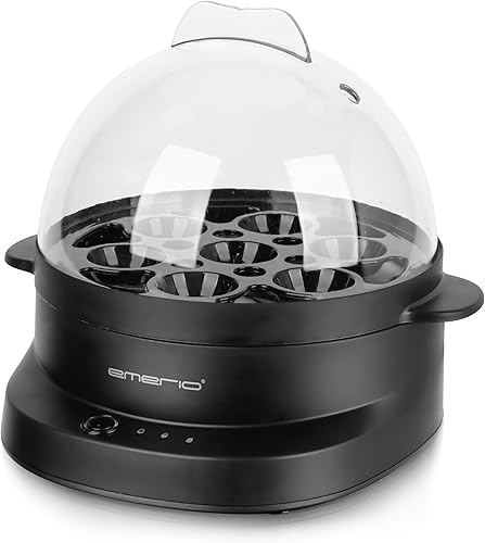 EMERIO Cuiseur à œufs unique cuit les trois niveaux de cuisson [doux|moyen|dur] en un seul processus de cuisson pour 7 œufs avec un résultat parfait et parle différentes langues (DE EN FR ES IT PL NL - Nail Gallerys