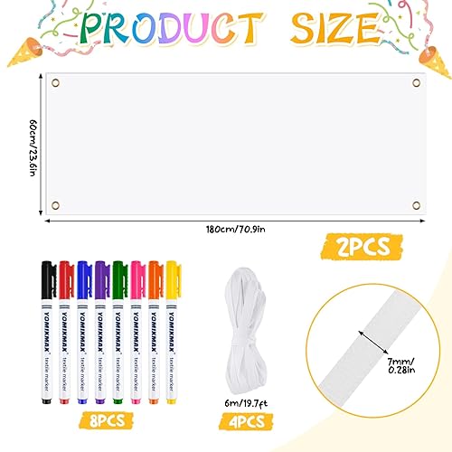 2PCS Banderole Personnalisée 180 x 60 cm Bannières Blanche,Grandes Bannières Vierges Blanche Polyester Banniere avec Corde de Suspension de 6 m pour fête, mariage, anniversaire, extérieur - Nail Gallerys