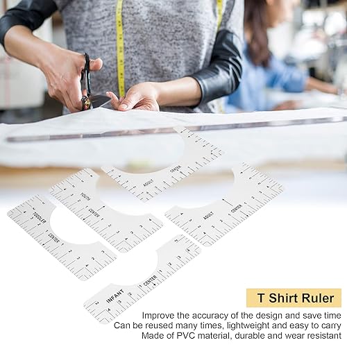 Guide de règle de t-shirt, règle de mesure de t-shirt en PVC réutilisable, règle d'alignement à col rond pour adultes, jeunes, tout-petits, nourrissons, maison, bureau - Nail Gallerys