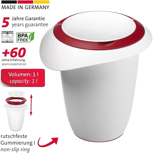 Westmark Lot de 2 batteurs en plastique avec couvercle en 2 parties, 1 l, avec bec verseur, blanc, rouge, 315122E3 - Nail Gallerys