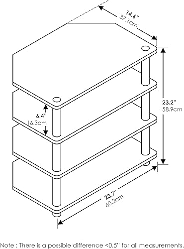 Furinno Econ Petit Meuble TV à 4 Niveaux, Montage Facile, Blanc/Blanc - Nail Gallerys