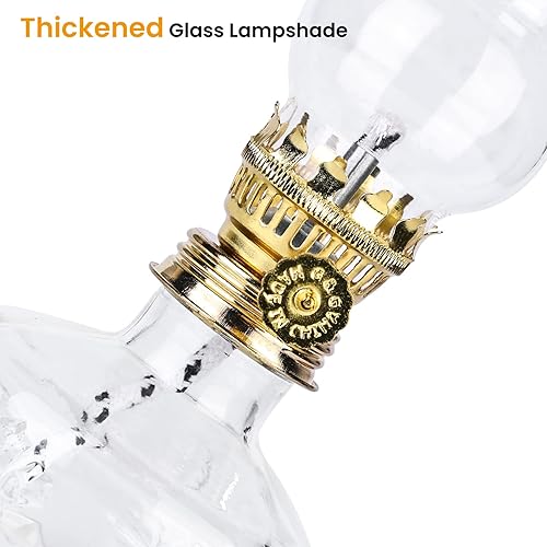 Delamiya Lampe à pétrole d'intérieur, lampe à huile en verre transparent avec douille pivotante dorée, lanterne de lampe à huile en verre rétro, lampe à huile de bureau coupe-vent - Nail Gallerys