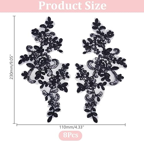 HOBBIESAY 8 pièce de Broderie Florale en Dentelle Applique Florale en Polyester Doré Patch de Couture Décoration Artisanale Appliques Patchs Réparation pour Robe Mariée Costume Vêtements Artisanaux - Nail Gallerys