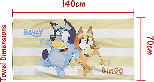 Bluey Serviette de Plage à Rayures de Bingo pour Enfants, Natation, Vacances, Enfants, émission télévisée, Cadeau, 70 x 140 cm, Bleu, Rouge - Nail Gallerys
