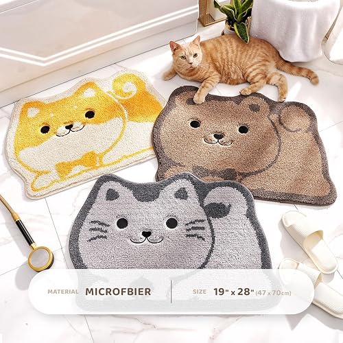 Molesun Tapis de Salle de Bain en Forme de Chat Mignon, Extra Doux et Absorbant, Lavable en Machine, Tapis antidérapant pour Baignoire, Douche et Salle de Bain, 47x70cm - Nail Gallerys