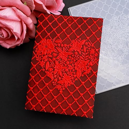Classeur de gaufrage 3D pour la Saint-Valentin - Pour la fabrication de cartes, motifs floraux et cœurs texturés - Pour bricolage, scrapbooking, travaux manuels, décoration de cartes d'anniversaire de - Nail Gallerys