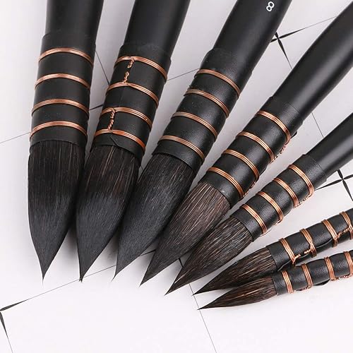 Yangfr Kit de pinceaux professionnels avec manche en bois et poils d'écureuil - Nail Gallerys