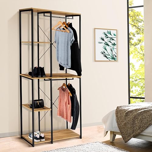 IDMarket - Dressing Double penderie étagères L. 90 cm Detroit Design Industriel - Nail Gallerys