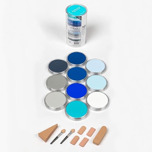 PANPASTEL Set de 10 couleurs de pastel sec, 9ml chacune, utilisable avec fuseau, crayon, marqueur, peinture + assortiment d’outils Sofft – Set Marine - Nail Gallerys