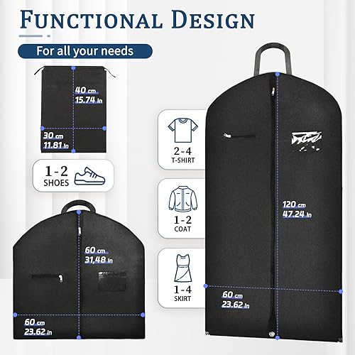 Riwer Lot de 2 Premium Housses de Vêtements 100x60cm avec 1 Sac à Chaussures, Pliable Housse de Rangement Suspendre Vetement Idéale comme Housse Costume Homme, Robe de Mariée - Nail Gallerys