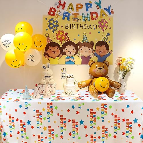 Nappe Anniversaire 274x137 CM Happy Birthday Bon Anniversaire Nappe Rectangulaire Decoration Nappe Plastique Arc-en-Ciel Enfant - Nail Gallerys