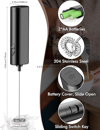 Mousseur à Lait électrique Homradise, Mousseur a lait Machine a Mousse Moteur Extra Fort et Alimenté par Batterie pour Café, Latte, Matcha, Cappuccino, Latte Macchiato, Poudre de Protéines - Nail Gallerys