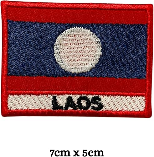 Bebuz Écusson brodé drapeau du Laos avec nom thermocollant ou à coudre - Patch de réparation en tissu - Patchs militaires tactiques - Emblème - Nail Gallerys