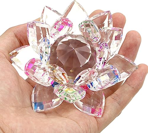 Btsky 100 mm cristal Sparkle Cristal Fleur de Lotus Ornaments Craft Décoration Décoration de la Maison Feng Shui Décoration, Cristal, coloré - Nail Gallerys