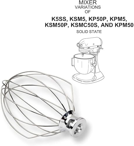 Fouet en acier inoxydable 5K5A2WW pour robot de cuisine KitchenAid Heavy Duty / Professionnel - Nail Gallerys