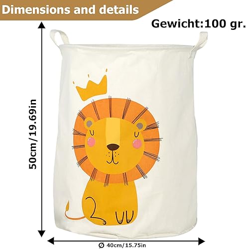 Panier à linge 60 L - Panier de rangement pliable pour chambre d'enfant - Panier à linge avec motif lion - Panier de rangement étanche pour jouets - Sac à linge pour vêtements d'enfants - 40 cm de - Nail Gallerys