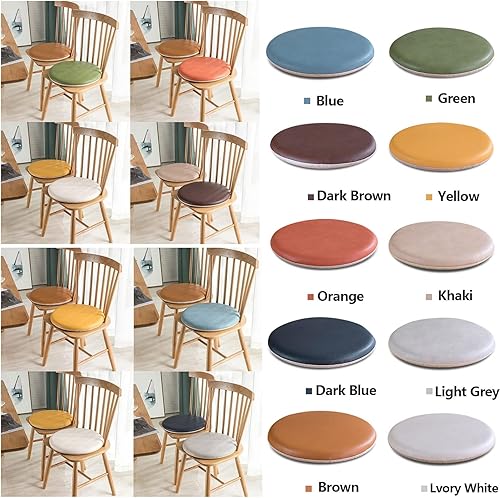 Galette de Chaise Mémoire de Forme,Coussin de Chaise Rond Imperméable en PU Cuir pour Intérieur ou Extérieur,Jardin,Cuisine,Bureau,Antidérapants,Épais Et Respirants Coussin(Size:28cm,Color:Gris clair) - Nail Gallerys