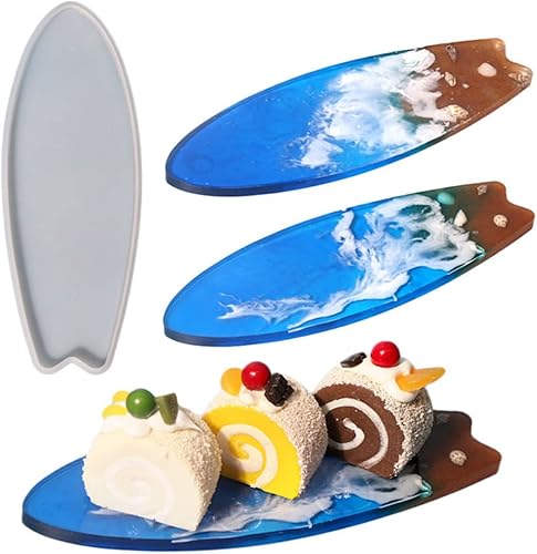 Housoutil moule époxy de sous-verre de planche de surf moule résine moule cupcake Moule à surf pour décoration Moule DIY moule de bricolage en silicone moule à gobelet Gel de silice blanche - Nail Gallerys
