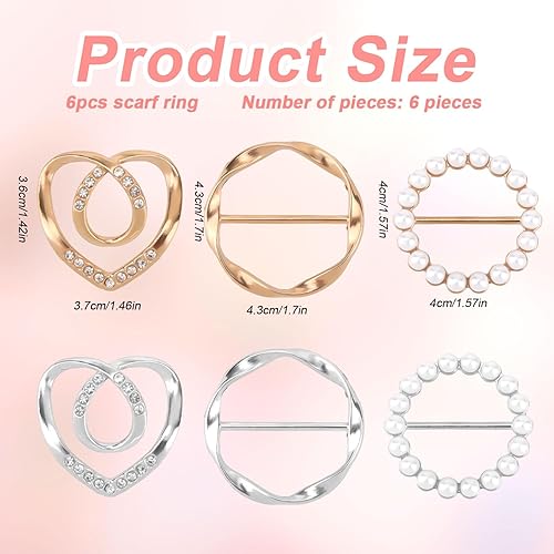 Mikovivi 6pcs Clip pour Chemise, Anneaux Foulards et Femmes Clips Réglables pour Vêtements Amples Chemisiers et Robes (Argent/Or) - Nail Gallerys