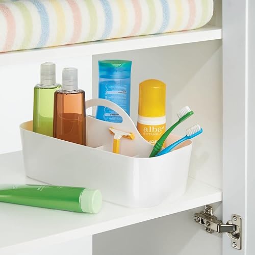 mDesign Panier de salle de bain - 6 compartiments - Organisateur douche et salle de bain - Boîte de rangement - Couleur : blanc, Matériau : plastique - Pour gel douche, shampoing, rasoir - Nail Gallerys