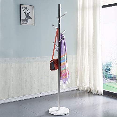 Jolitac Porte-manteau en métal avec finition en acier satiné et base en marbre stable, de haute qualité avec crochets en métal, pour chapeaux et manteaux, sur pied, montage facile - Nail Gallerys