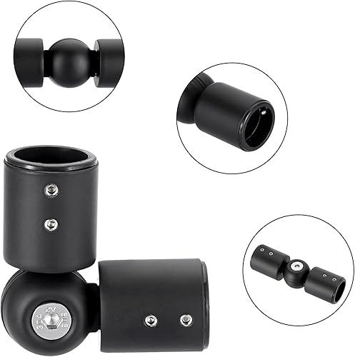 BTSKY Lot de 2 connecteurs coudés robustes en acier inoxydable pour tringle à rideaux de baie vitrée – Réglable de 90 degrés à 180 degrés pour tringles à rideaux de 25 mm, noir - Nail Gallerys