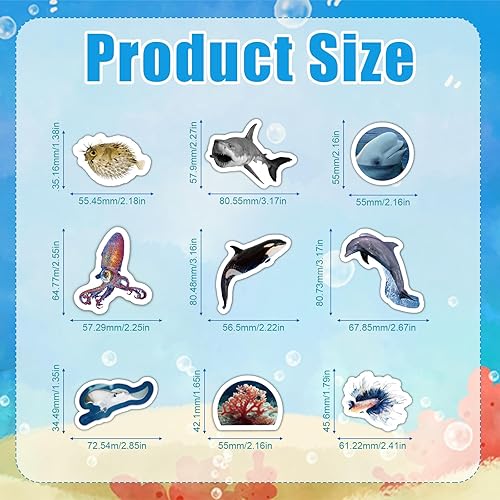 50pcs Autocollants Réalistes d'Animaux Marins, Colorés Poissons Tropicaux Dauphins Requins Imperméables Cadeaux de Fête Sous la Mer pour Enfants Adultes Bouteille d'Eau Ordinateur Portable - Nail Gallerys