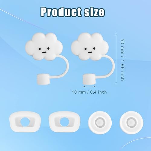 6 Pièces de Bouchons Anti-Fuites en Silicone Compatibles avec Stanley, Couvercles de Paille Réutilisables en Forme de Nuage Blanc Silicone Pailles Couvre pour Gobelet Stanley 40 oz 30 oz - Nail Gallerys