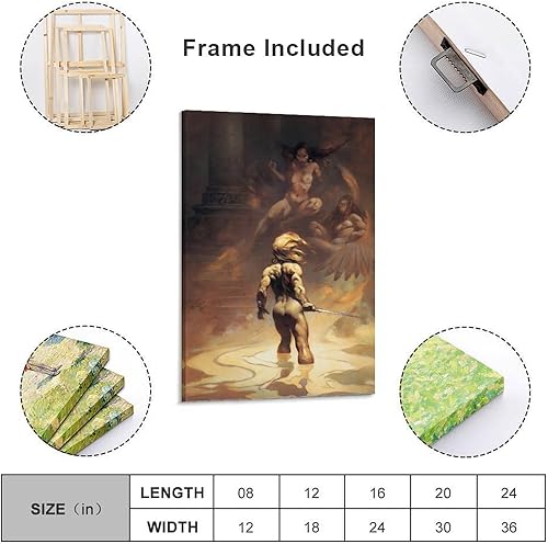 Impression sur toile de Frank Frazetta Paradox - Illustration fantastique - Décoration murale - Cadeau pour chambre à coucher - 30 x 45 cm - Nail Gallerys