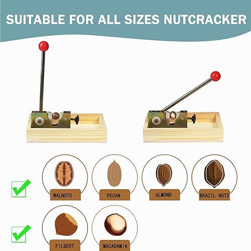 LAIKAIEU Casse Noix Cracker De Coquille Macadamia Opener, Poignée en Métal Durable Et Organisateur en Bois pour La Noisette, Noix du Brésil, Amandes, Pécan, Grenoble (Basique) - Nail Gallerys