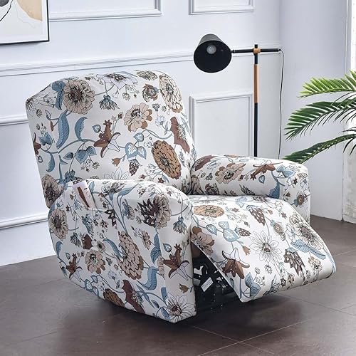4 Pièces Housse de Fauteuil Relax Extensible, Housse de Fauteuil Relax Inclinable Electrique 1 Place, Couverture de Chaise Canapé Relax avec Poche, Protecteur pour Fauteuil Inclinable ( Color : #14 ) - Nail Gallerys