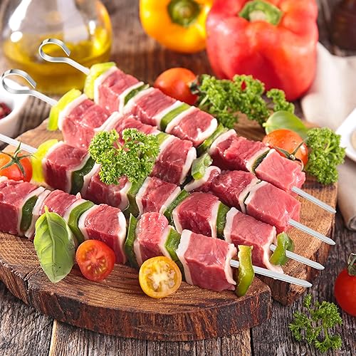 Relaxdays Brochette en Acier Inoxydable, Lot de 20, Pointe, Housse, pour Viande, légumes, 39 cm, métal, argenté - Nail Gallerys