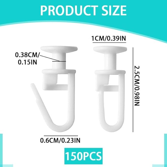 Azlanway Lot de 150 crochets de rideaux pour crochets de rideaux avec design à boucle, crochets plissés pour rails de rideaux et rails de guidage - Nail Gallerys