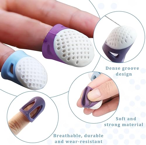 Weenwill Dé À Coudre,4 PCS Dés à Coudre pour la Couture à la Main en Silicone Protège-Pouces Protège-Doigts pour Les Travaux D'aiguille,Le Quilting et Les Loisirs Créatifs - Nail Gallerys