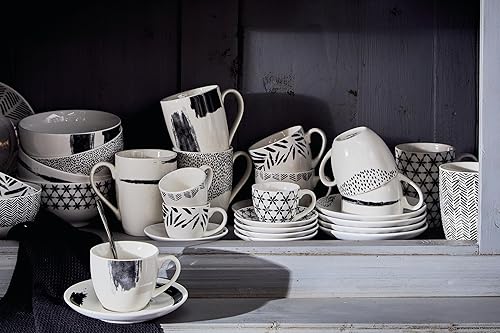 Tognana Zenith, pack de 6 tasses à thé avec soucoupes, porcelaine, noir - Nail Gallerys