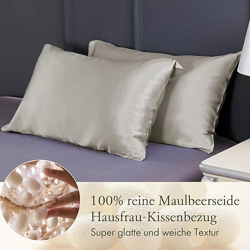 LilySilk Taie d'oreiller en Soie pour Cheveux 19 Momme 1 Pièce Housse de Coussin Soie Naturelle Protège Oreiller Soie de Mûrier Anti-acariens Anti-Ride Taie Oreiller Soie 40x60cm Gris Argenté - Nail Gallerys