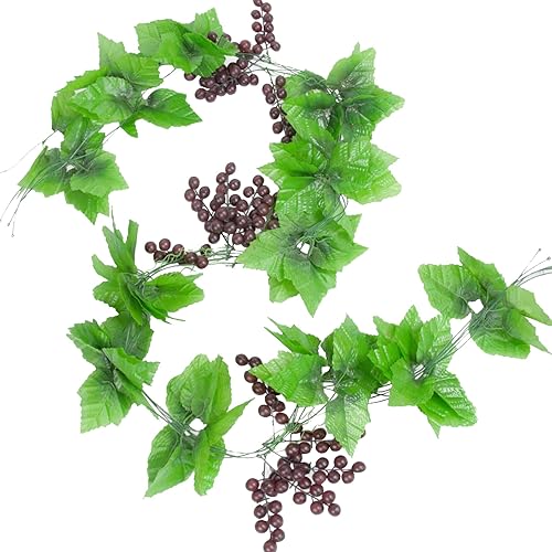 NA Woohome Simulé Raisin, 8 Grappes Artificiel Réalistes Raisins Grappe, Faux Raisin Raisins Artificiels et 2 PCS Feuilles de Vigne pour Décoratif Accessoires de Photographie Décoration de Fête - Nail Gallerys