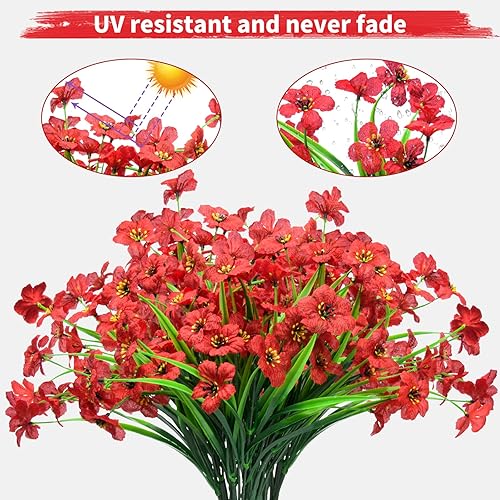 16 Bundles Artificielle Violette Fleur, artificielles Plastique Fleur,Extérieur UV Résistant Faux Plastique Verdure Résistant Aux Arbustes Plantes Jardin Porche Décor - Nail Gallerys