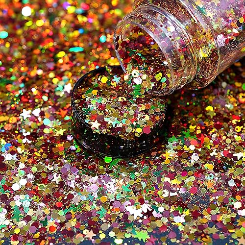 Sequins Glitter, 100g - Paillettes pour résine, Visage, Ongles, Corps, Noël Artisanat, Festival, Fête (SD-05) - Nail Gallerys