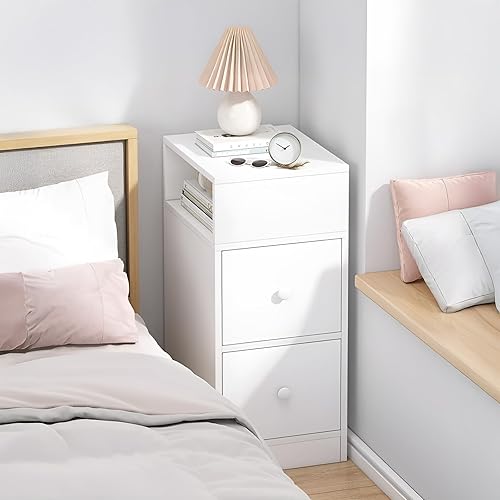 SHARPDO Table de Chevet Étroite 30x30cm, Rangement 3-en-1 Malin pour Studio & Petits Espaces (Base Scellée + Accès Réglable), Table de Nuit - Nail Gallerys