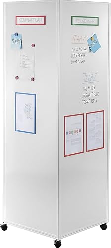 EUROKRAFT | Basic | Colonne info Mobile | avec 4 roulettes pivotantes Doubles avec Freins | Surface Tableau Blanc - Nail Gallerys