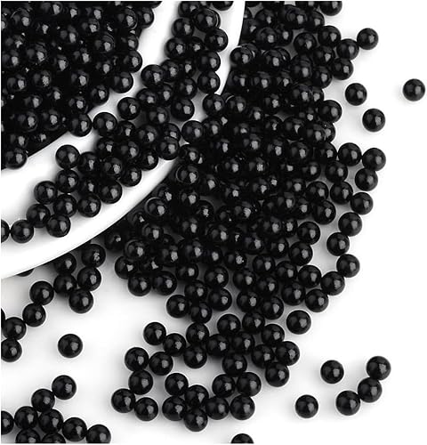 500 PERLES SANS TROU Rondes acrylique Noir Nacré 2 mm - Non Percée - Creation Diy - Nail Gallerys