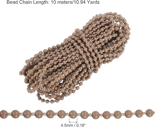 sourcing map Chaîne de perles en plastique pour stores enrouleurs romains Marron 10 m - Nail Gallerys
