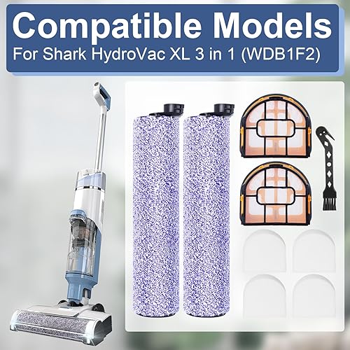Heykewi Rouleau de Brosse et Filtre HEPA pour Shark WDB1F2 pour HydroVac XL 3 in 1 Aspirateur Accessoires, 2 brosse à roule, 4 Filtre Sponge, 2 Filtre Boîte, 1 Brosse de nettoyage - Nail Gallerys