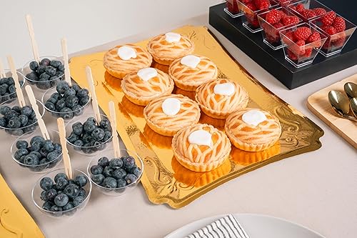 ZOLA PARTY – Lot de 10 Plateaux Traiteur en Carton Doré – Présentoirs Gâteaux, Pâtisseries, Apéritifs, Buffets, Hors-d’œuvre, Amuse-Bouches – Mariage, Anniversaire, Noël – 25 x 35 cm - Nail Gallerys