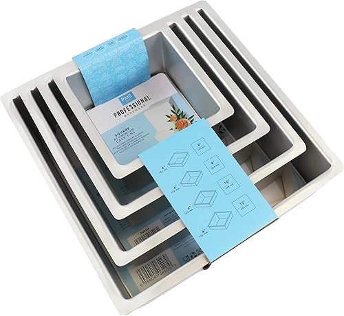 PME - Moules à Gâteaux Carrés 15, 20, 25, 30 cm x 10 cm de Profondeur, Lot de 4, Plata - Nail Gallerys